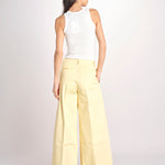 pantalone a vita bassa in gabardina DEVA T3118 T0176 LIGHT YELLOW the latest 