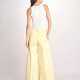 pantalone a vita bassa in gabardina DEVA T3118 T0176 LIGHT YELLOW the latest 