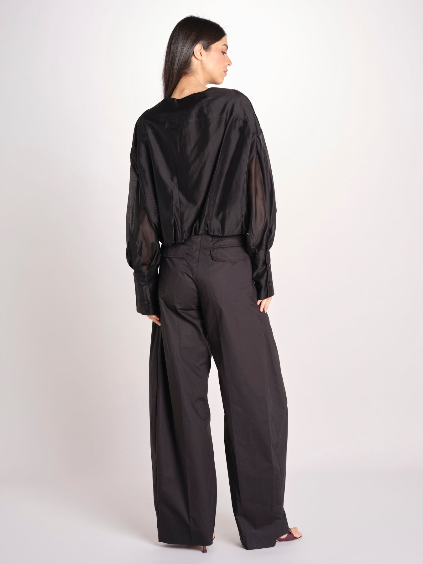 camicia in mussola con manica a sbuffo DIANA 4007 T0161 BLACK T0002 the latest 