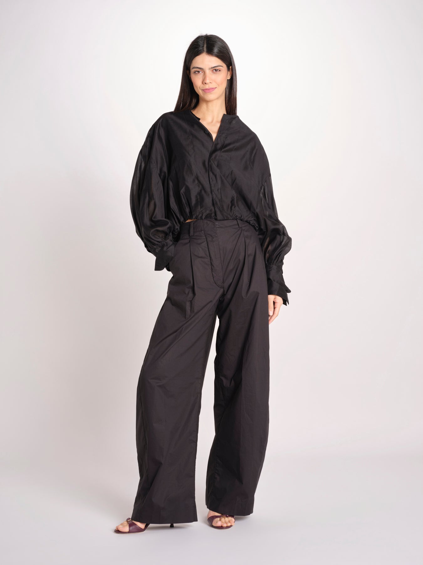 camicia in mussola con manica a sbuffo DIANA 4007 T0161 BLACK T0002 the latest 