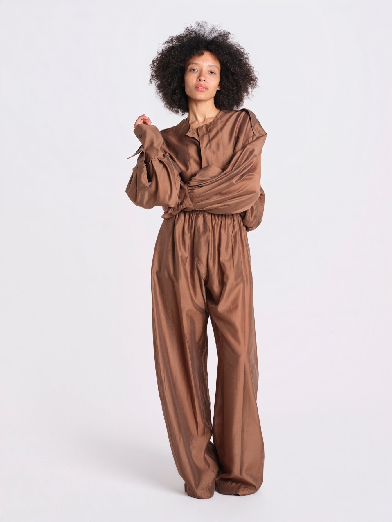 camicia in mussola con manica a sbutto DIANA 4007 T0161 CHOCOLATE T0032 the latest 