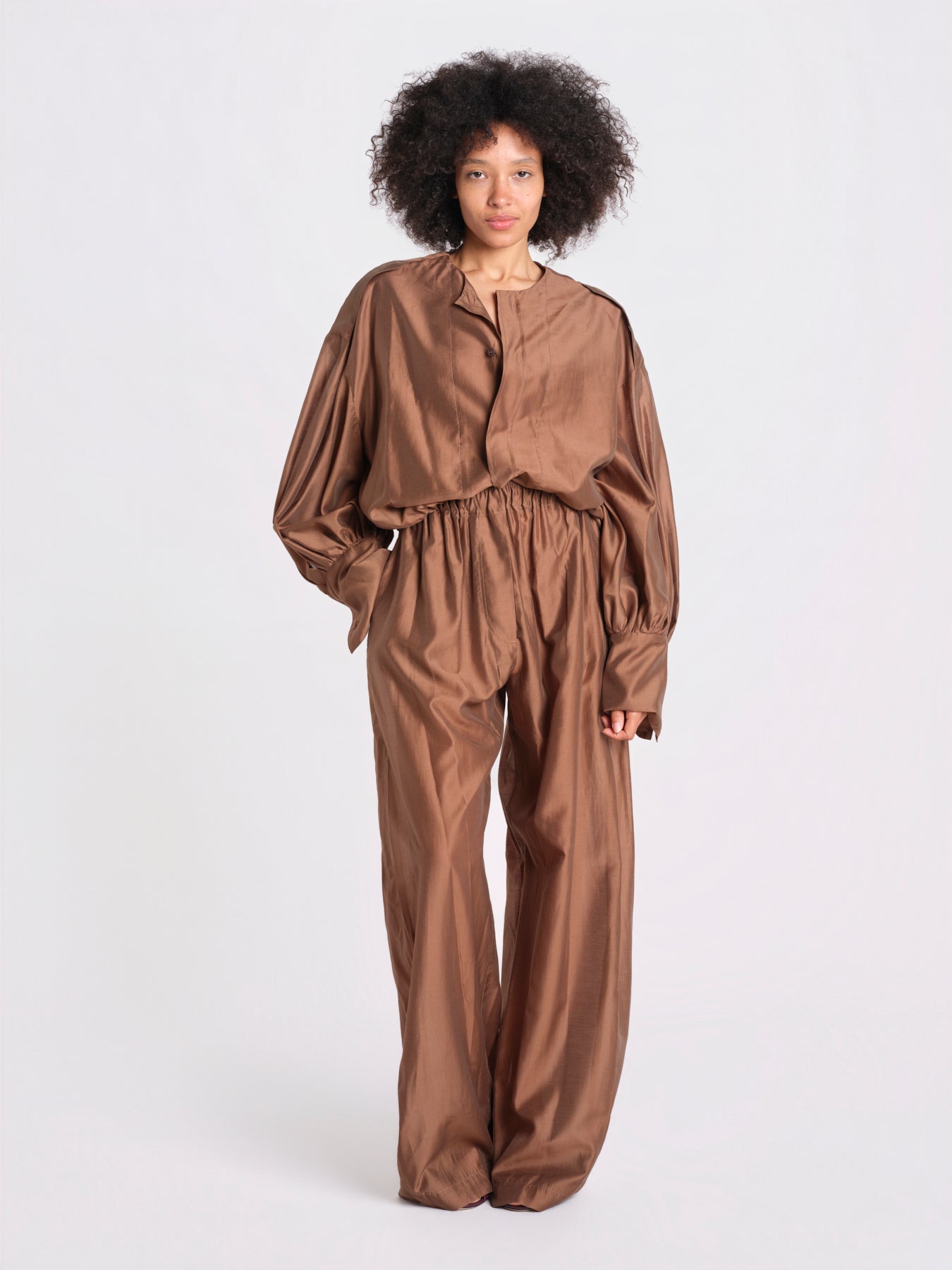 camicia in mussola con manica a sbutto DIANA 4007 T0161 CHOCOLATE T0032 the latest 