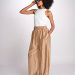 pantalone in mussola con elastico DORA 3119 T0161 BEIGE T0045 the latest 