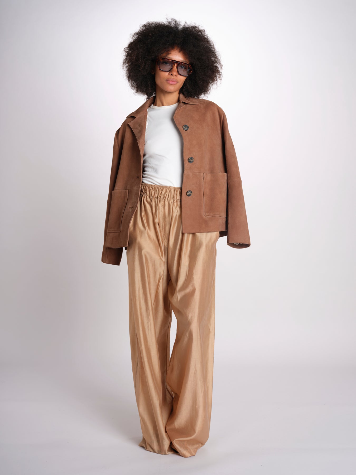 pantalone in mussola con elastico DORA 3119 T0161 BEIGE T0045 the latest 