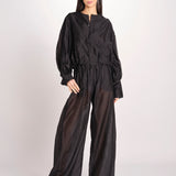 pantalone in mussola con elastico DORA 3119 T0161 BLACK T0002 the latest 