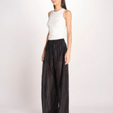 pantalone in mussola con elastico DORA 3119 T0161 BLACK T0002 the latest 
