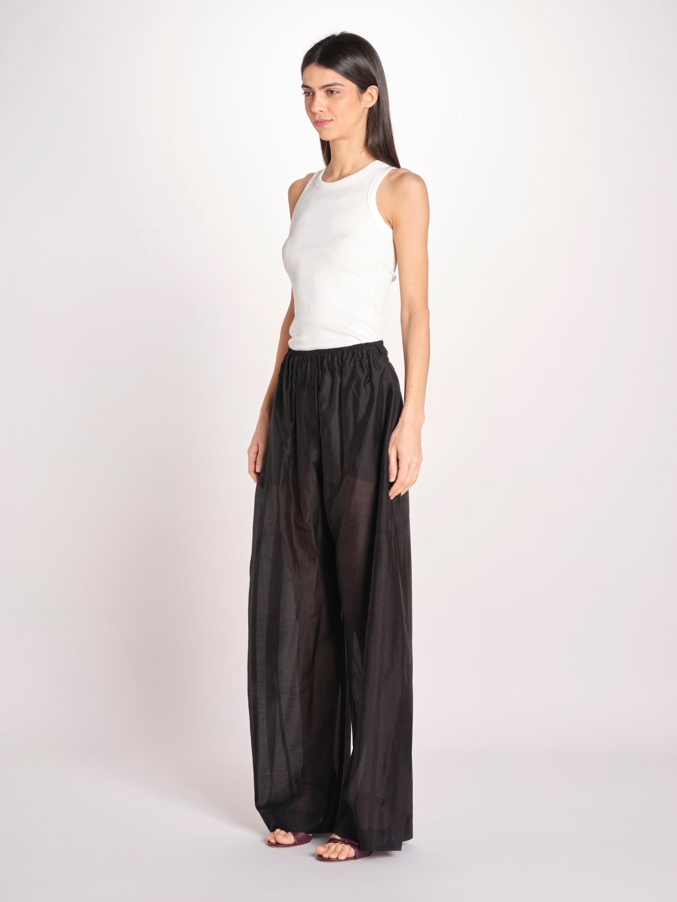 pantalone in mussola con elastico DORA 3119 T0161 BLACK T0002 the latest 
