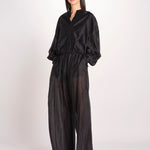 pantalone in mussola con elastico DORA 3119 T0161 BLACK T0002 the latest 