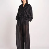 pantalone in mussola con elastico DORA 3119 T0161 BLACK T0002 the latest 