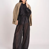 pantalone in mussola con elastico DORA 3119 T0161 BLACK T0002 the latest 