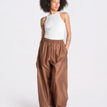 pantalone in mussola con elastico DORA 3119 T0161 CHOCOLATE T0032 the latest 