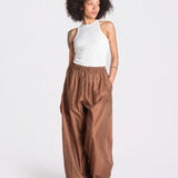 pantalone in mussola con elastico DORA 3119 T0161 CHOCOLATE T0032 the latest 