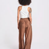 pantalone in mussola con elastico DORA 3119 T0161 CHOCOLATE T0032 the latest 