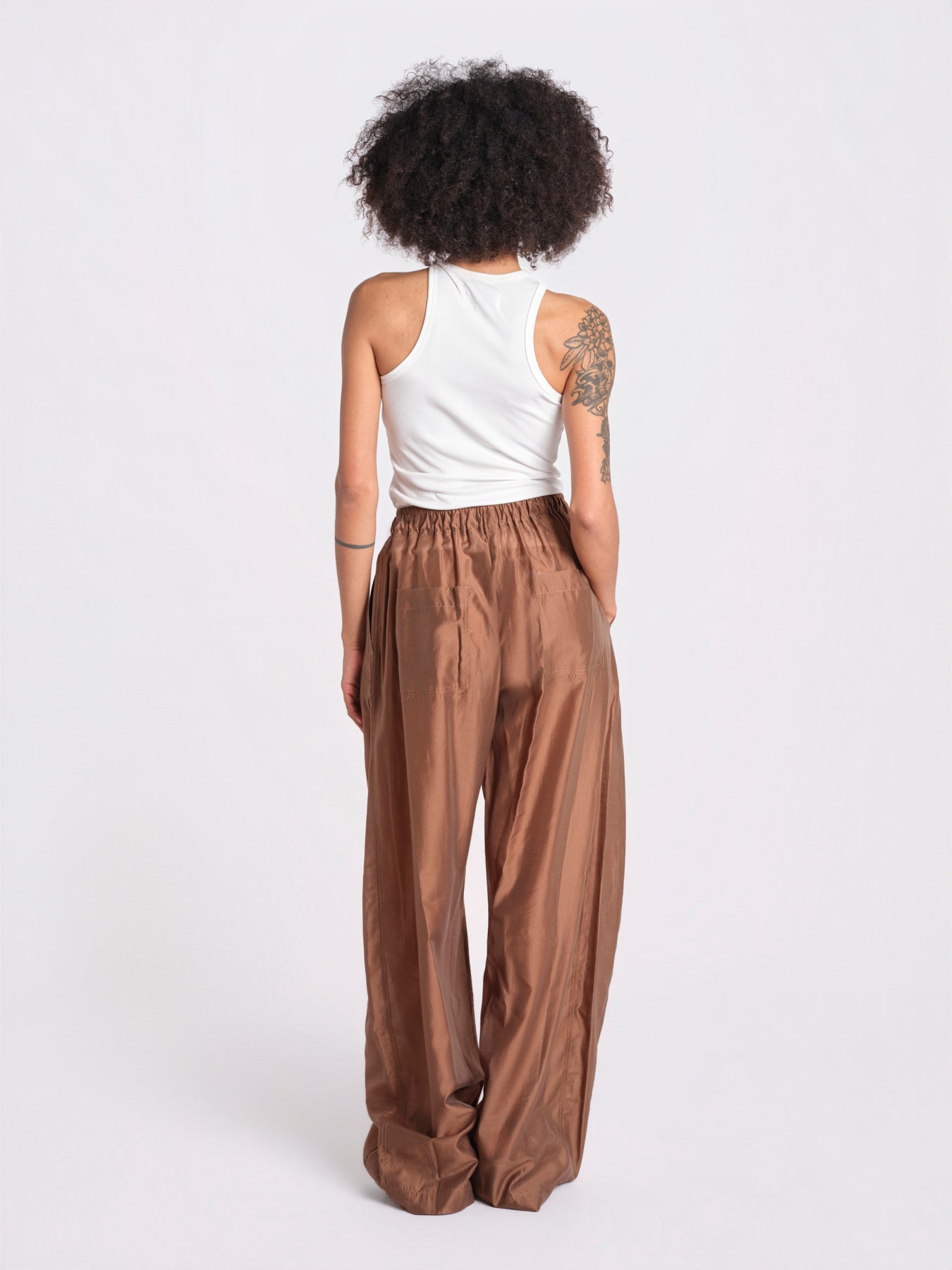 pantalone in mussola con elastico DORA 3119 T0161 CHOCOLATE T0032 the latest 