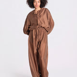 pantalone in mussola con elastico DORA 3119 T0161 CHOCOLATE T0032 the latest 