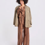 pantalone in mussola con elastico DORA 3119 T0161 CHOCOLATE T0032 the latest 