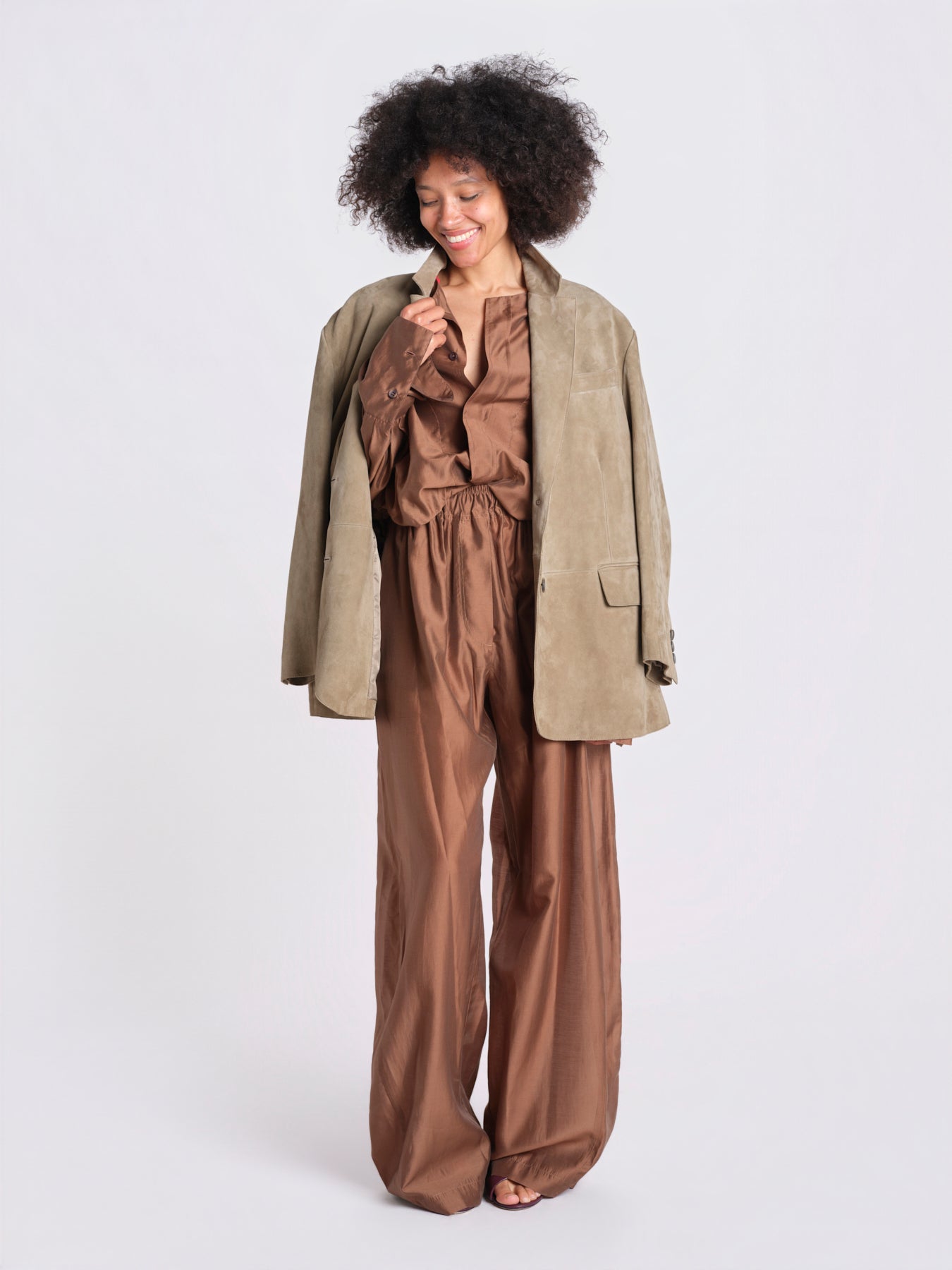 pantalone in mussola con elastico DORA 3119 T0161 CHOCOLATE T0032 the latest 