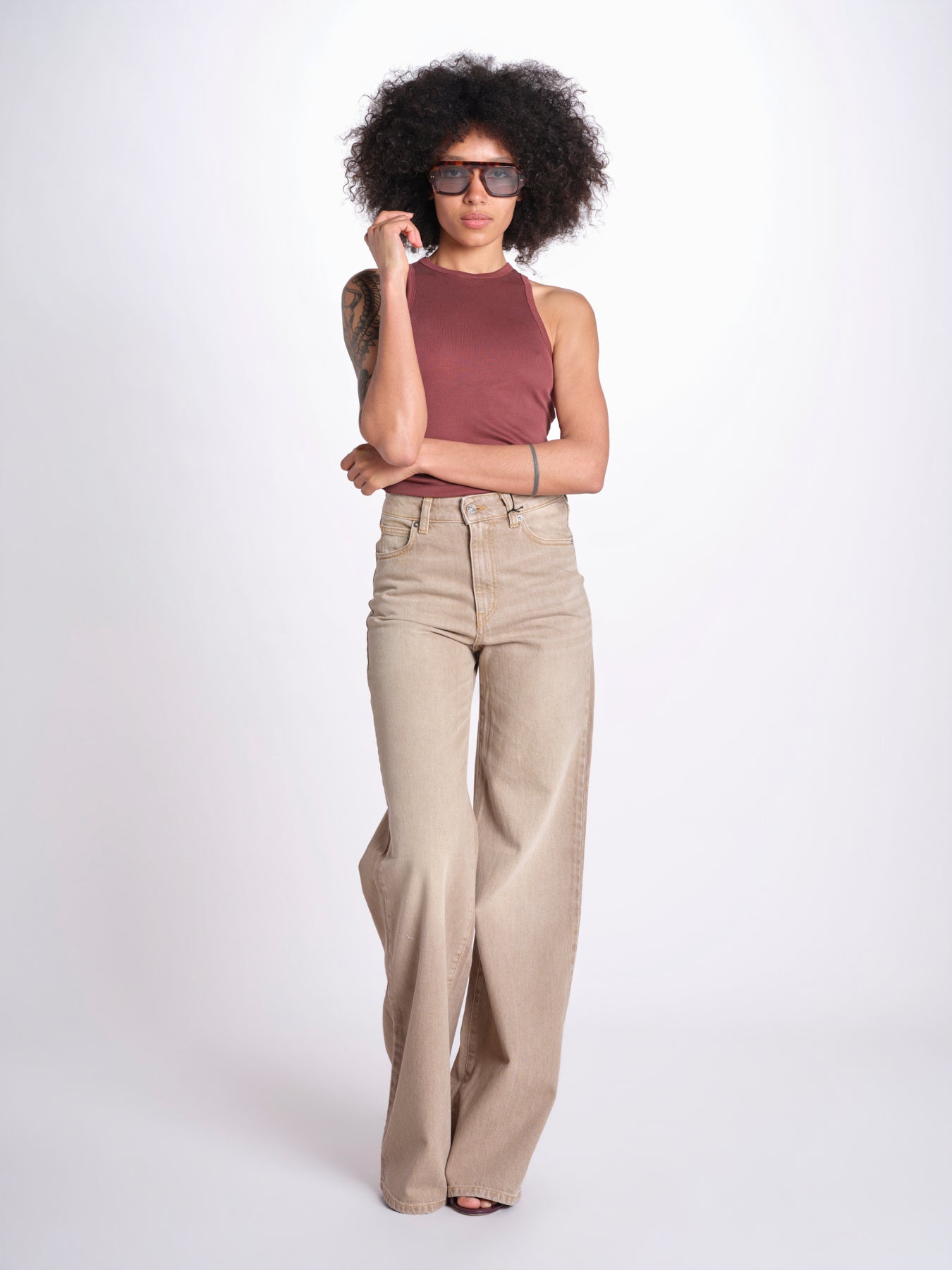 Pantalone diritto CLARA DENIMCOLOUR BEIGE true avenue 