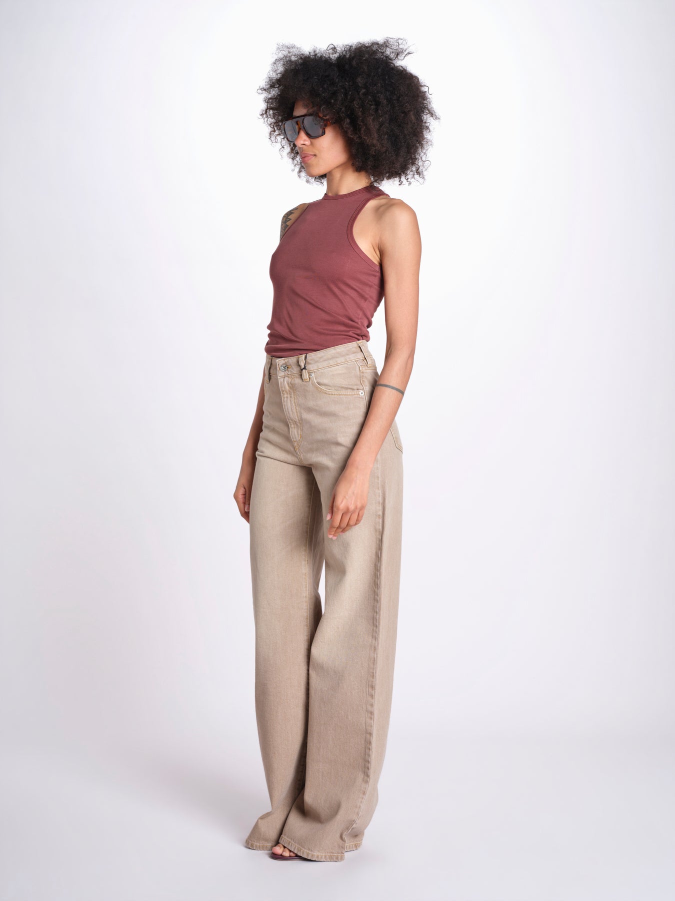 Pantalone diritto CLARA DENIMCOLOUR BEIGE true avenue 