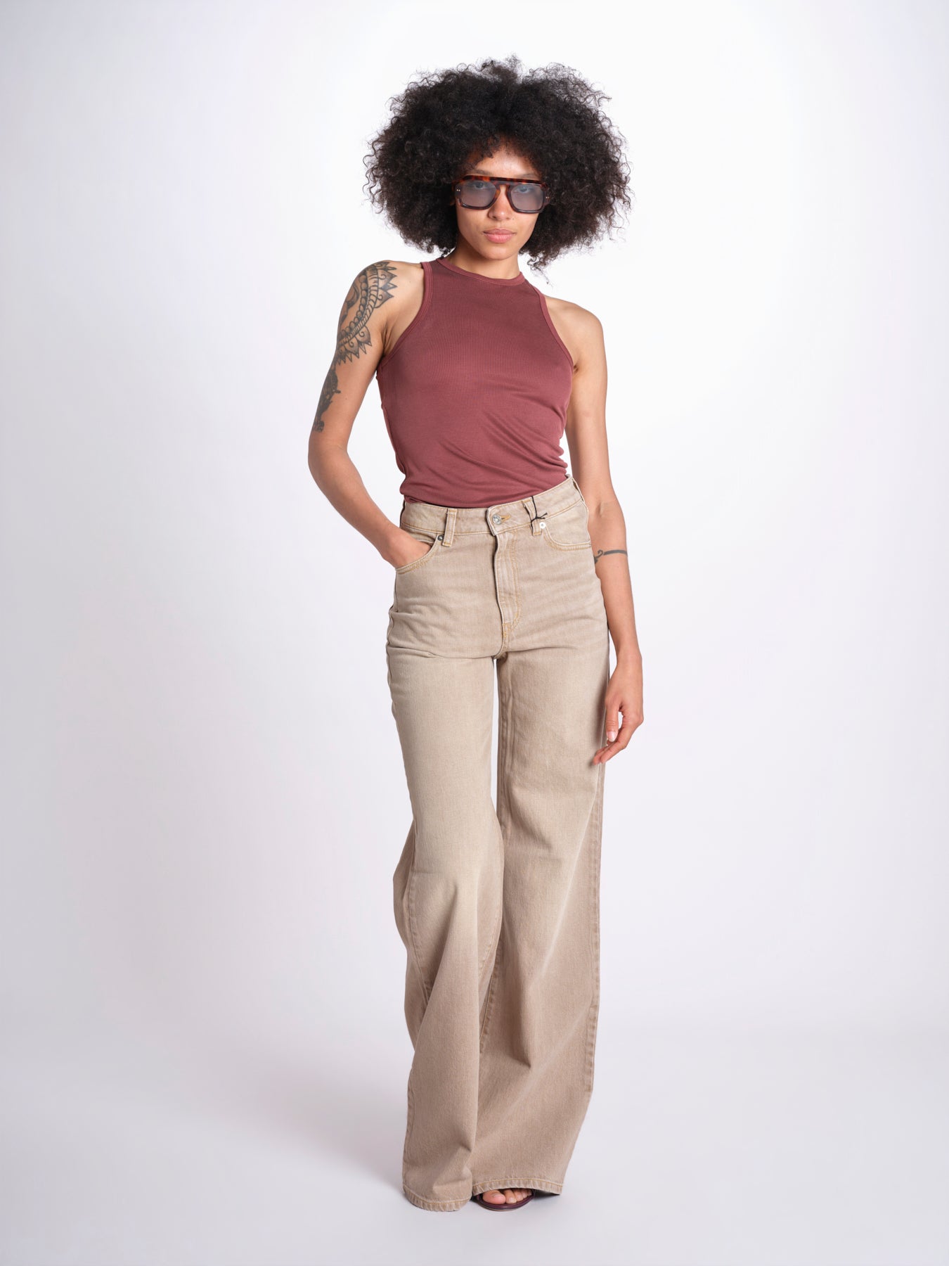 Pantalone diritto CLARA DENIMCOLOUR BEIGE true avenue 