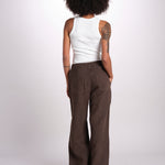 pantalone diritto in lino ERICA STRUCTURELINEN BROWN true avenue 