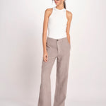 pantalone dritto in lino ERICA STRUCTURELINEN DOVE GREY true avenue 