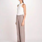 pantalone dritto in lino ERICA STRUCTURELINEN DOVE GREY true avenue 
