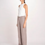 pantalone dritto in lino ERICA STRUCTURELINEN DOVE GREY true avenue 