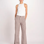 pantalone dritto in lino ERICA STRUCTURELINEN DOVE GREY true avenue 