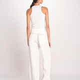 pantalone dritto in lino ERICA STRUCTURELINEN IVORY true avenue 