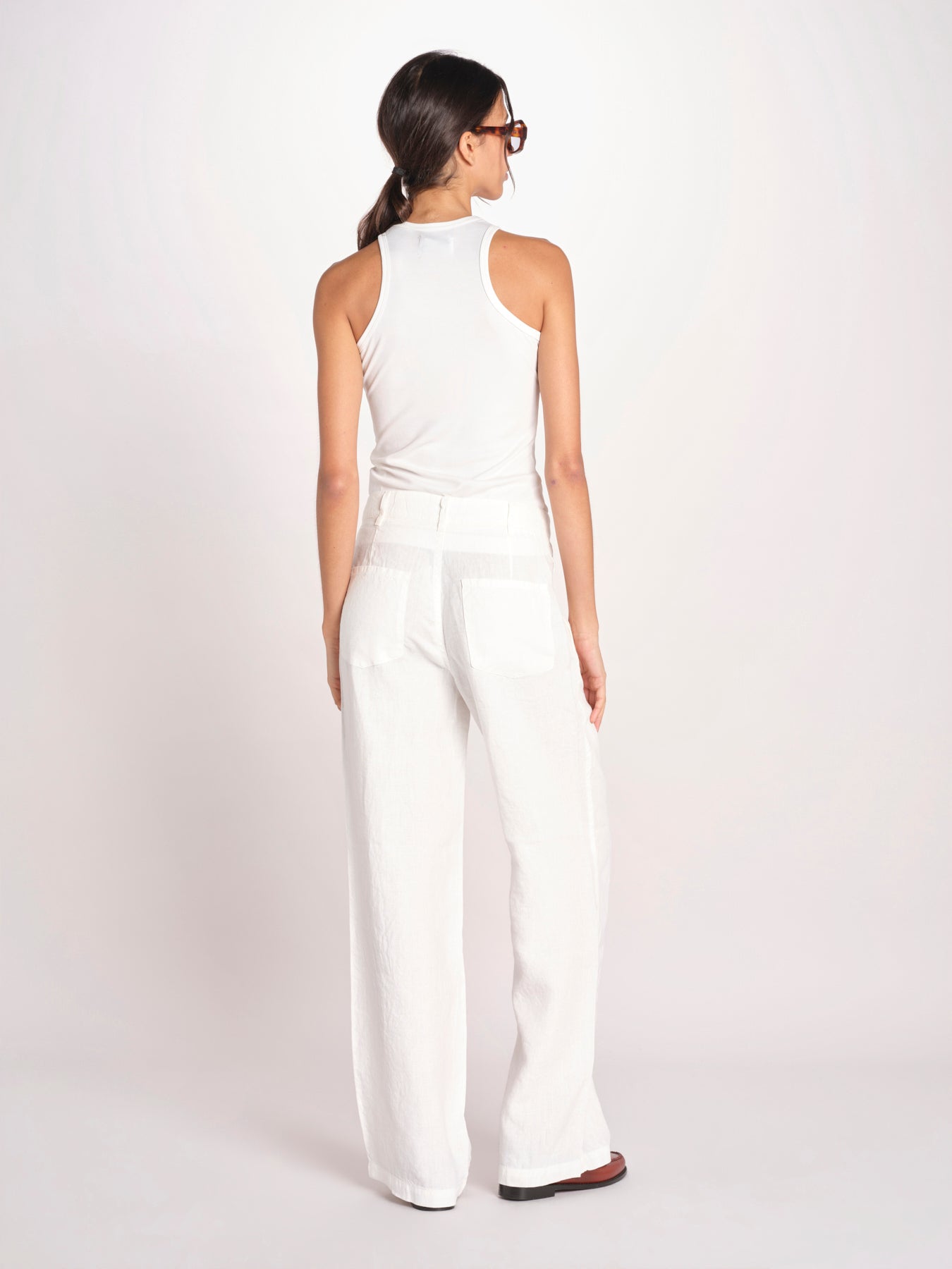 pantalone dritto in lino ERICA STRUCTURELINEN IVORY true avenue 