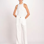 pantalone dritto in lino ERICA STRUCTURELINEN IVORY true avenue 