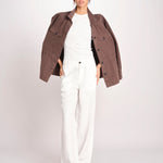 pantalone dritto in lino ERICA STRUCTURELINEN IVORY true avenue 