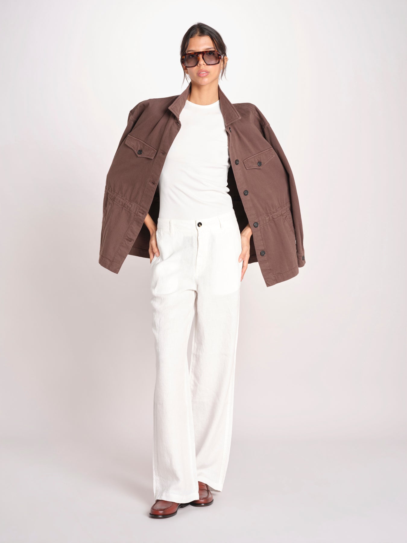 pantalone dritto in lino ERICA STRUCTURELINEN IVORY true avenue 