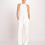 pantalone dritto in lino ERICA STRUCTURELINEN IVORY true avenue 
