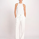 pantalone dritto in lino ERICA STRUCTURELINEN IVORY true avenue 