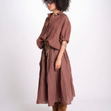 camicia in lino con coulisse LEILA SOFTLINEN BROWN true avenue 