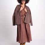 camicia in lino con coulisse LEILA SOFTLINEN BROWN true avenue 