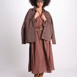 camicia in lino con coulisse LEILA SOFTLINEN BROWN true avenue 
