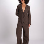 blazer due bottoni in lino LIVI STRUCURELINEN BROWN true avenue 