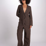 blazer due bottoni in lino LIVI STRUCURELINEN BROWN true avenue 