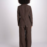 blazer due bottoni in lino LIVI STRUCURELINEN BROWN true avenue 
