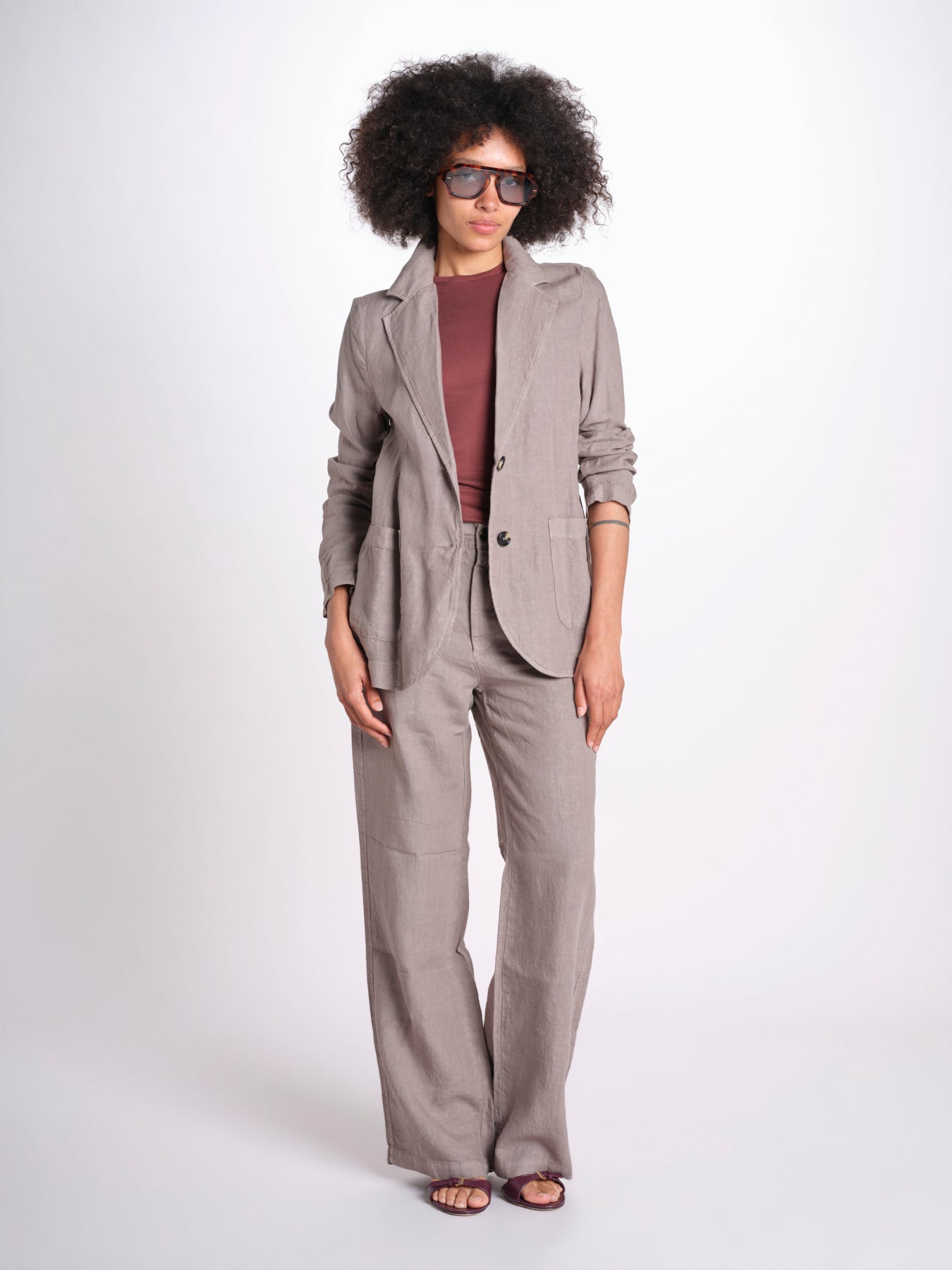 blazer due bottoni in lino LIVI STRUCURELINEN DOVE GREY true avenue 