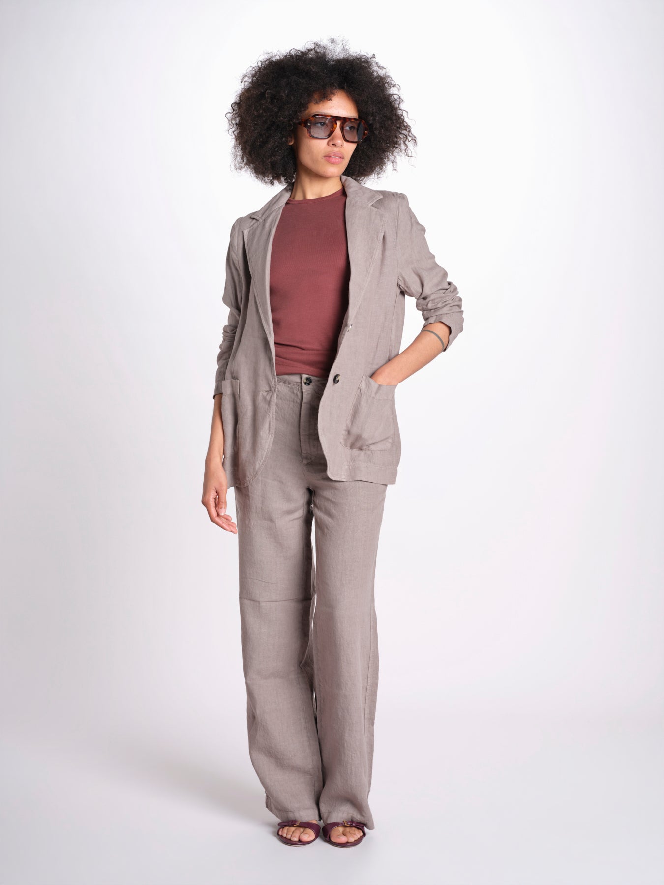 blazer due bottoni in lino LIVI STRUCURELINEN DOVE GREY true avenue 