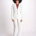 blazer due bottoni in lino LIVI STRUCURELINEN IVORY true avenue 
