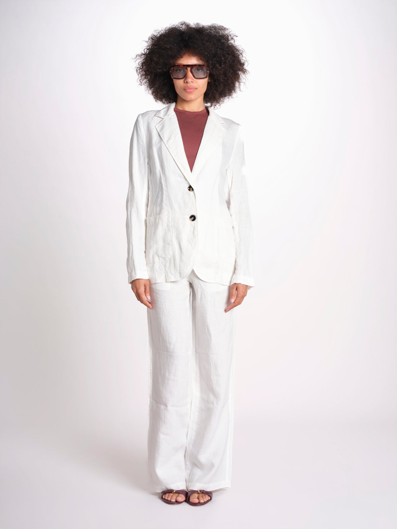 blazer due bottoni in lino LIVI STRUCURELINEN IVORY true avenue 