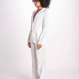 blazer due bottoni in lino LIVI STRUCURELINEN IVORY true avenue 