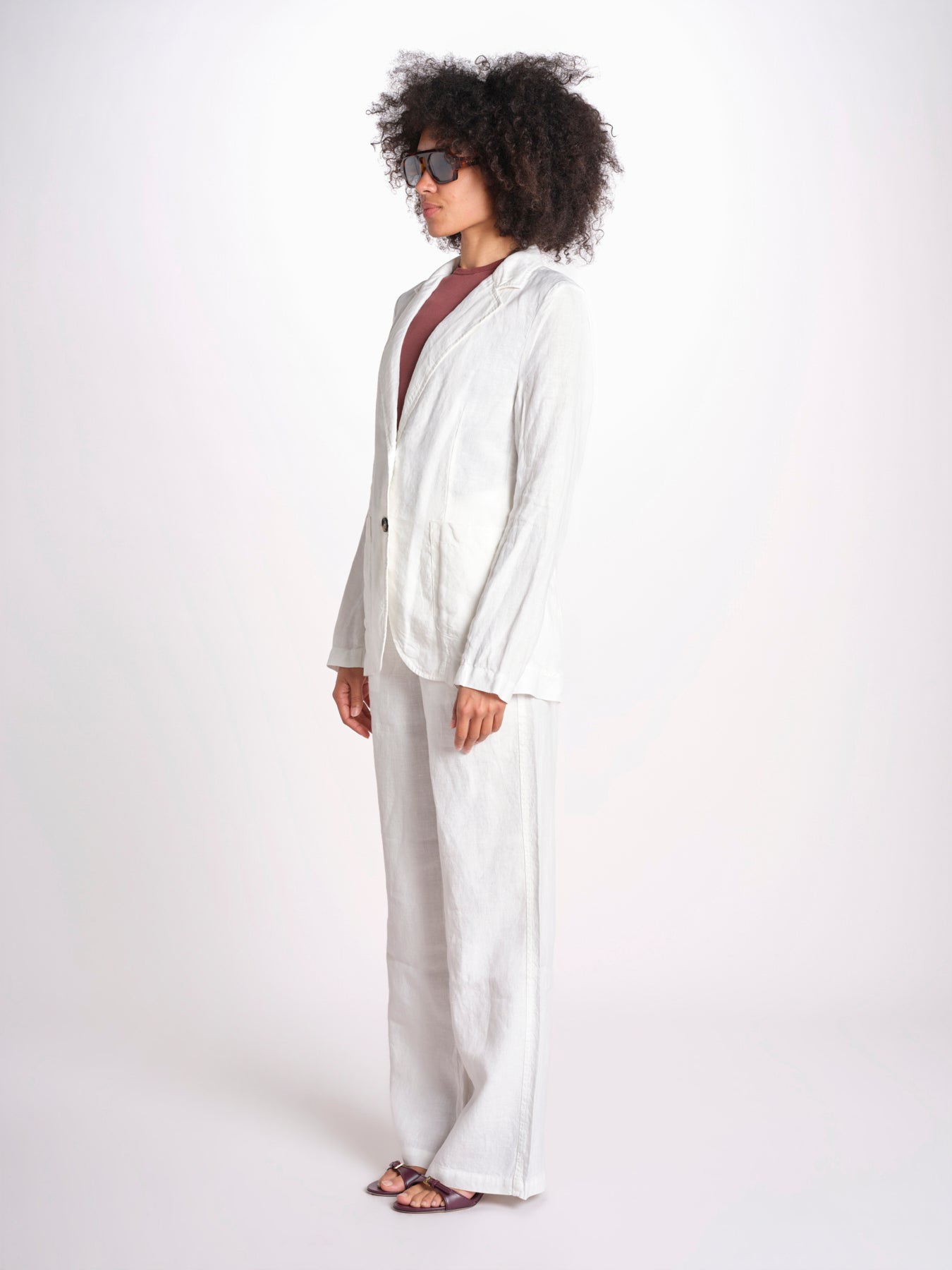 blazer due bottoni in lino LIVI STRUCURELINEN IVORY true avenue 