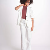 blazer due bottoni in lino LIVI STRUCURELINEN IVORY true avenue 