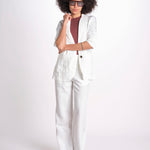 blazer due bottoni in lino LIVI STRUCURELINEN IVORY true avenue 